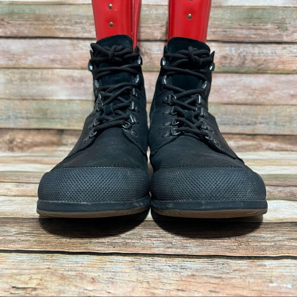 Sorel Black Leather Ankeny Mid Boots - Picture 7 of 9